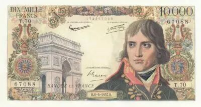 Francia 10000 Francs - Bonaparte - 06-06-1957 - Serial T.70
