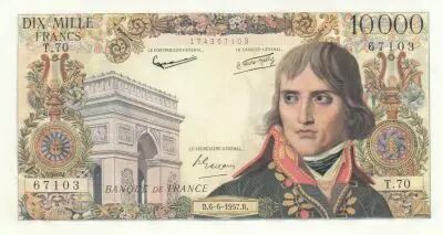 Francia 10000 Francs - Bonaparte - 06-06-1957 - Serial T.70