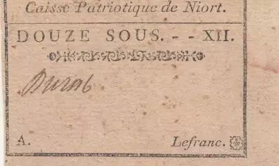 Francia 12 sous - Deux-S�vres - Patriotic fund of Niort