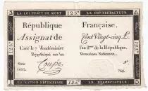 Francia 125 Livres - 7 Vend&eacute;miaire An II - 1793 - Sign. Coup&eacute; - XF