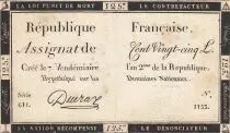 Francia 125 Livres - 7 Vend&eacute;miaire An II - 1793 - Sign. Deuraz - Serial 611