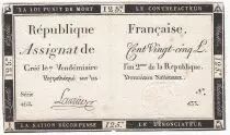 Francia 125 Livres - 7 Vend&eacute;miaire An II - 1793 - Sign. Laurier - VF+