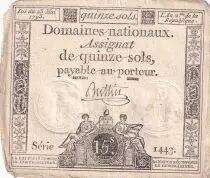 Francia 15 Sols - Liberty and Justice - 23-05-1793 - Sign. Buttin - Serial 1443