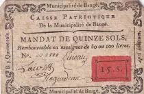 Francia 15 Sols - Maine et loire - Caisse Patriotique de Baug&eacute; - 11-04-1792