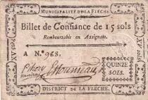 Francia 15 Sols - Sarthe - Municipalit&eacute; de la Fl&egrave;che - Serial A - 1791