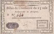 Francia 15 Sols - Sarthe - Municipalit&eacute; de la Fl&egrave;che - Serial B - 1791