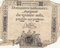 Francia 15 sols - Women, Liberty cap (24-10-1792) - Sign. Buttin - Serial 1575