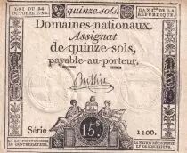 Francia 15 sols French Revolution - Sign. Buttin - Serial 1100