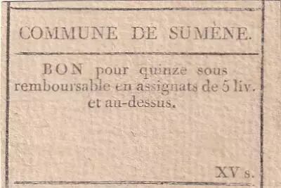 Francia 15 Sous - Gard - Commune de Sum�ne- 1792