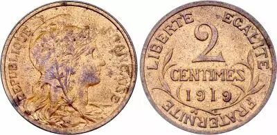 Francia 2 Centimes Liberty head - 1919