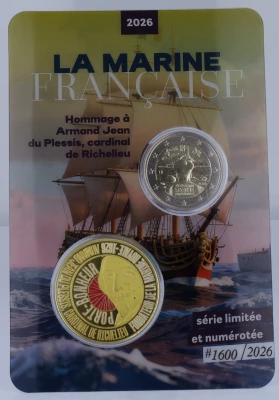 Francia 2 Euro Commemorative Coin. UNC 2026 - 400 years of the French Navy