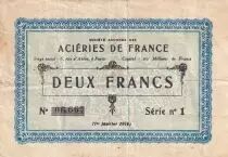 Francia 2 Francs - Aci&eacute;ries de France - 01-01-1916 - S&eacute;rie 1