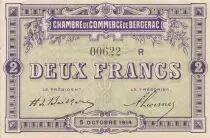 Francia 2 Francs - Bergerac Chamber of Commerce - 05-10-1914 - Seriel R