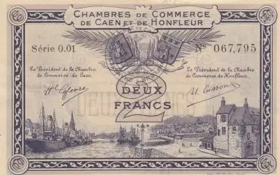 Francia 2 Francs - Caen and Honfleur Chamber of Commerce 1915 - AU