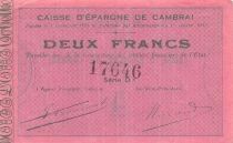 Francia 2 Francs - Cambrai Savings Bank - Serial D2