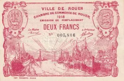 Francia 2 Francs - Chamber of Commerce - Rouen - 1918