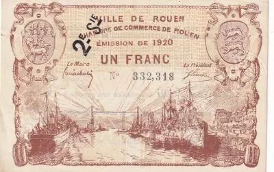 Francia 2 Francs - Chambre de commerce - Rouen - 1916 - Small Number