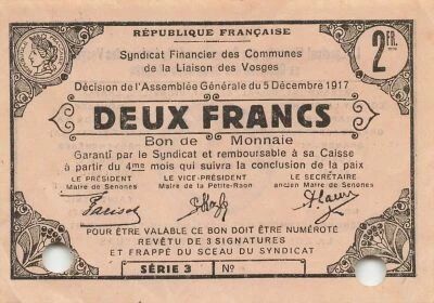 Francia 2 Francs - Cities of Vosges - 05-12-1917 - Serial 3