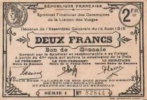 Francia 2 Francs - Cities of Vosges - 14-08-1916 - Serial 1