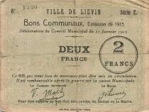 Francia 2 Francs - City of Li&eacute;vin - 31-01-1915 - Serial C