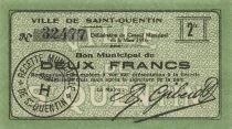 Francia 2 Francs - City of Saint-Quentin - 06-03-1916