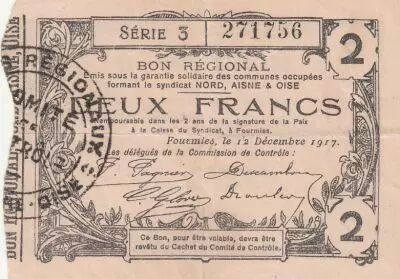 Francia 2 francs - Fourmies City - 1917 - Serial 3