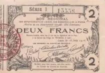 Francia 2 Francs - Laon - Regional Coupon - 16-06-1916 - Serial 1