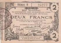 Francia 2 Francs - Laon - Regional Coupon - 16-06-1916 - Serial 8