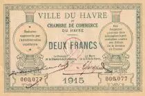 Francia 2 Francs - Le Havre Chamber of Commerce- 1915 - Number 000 077