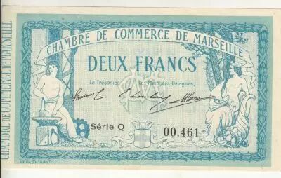 Francia 2 Francs - Marseille - Chamber of Commerce - 12-09-1914 - Serial Q