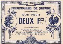Francia 2 Francs - Prisionniers de guerre - 15�me r�gion