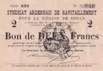 Francia 2 Francs - Syndicat Ardennais de Ravitaillement - Sedan - 1917 - P.08-293