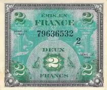 Francia 2 Francs Allied Military Currency (Flag) - 1944 Serial 2 - VF+