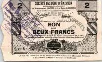 Francia 2 Francs Avesnes Et Solesmes Sans cachet &eacute;metteur