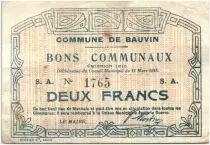 Francia 2 Francs Bauvin City - 1915