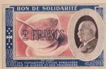 Francia 2 Francs Bon de solidarit&eacute; - P&eacute;tain - 1941-1942 - VF - Serial BP 672.115