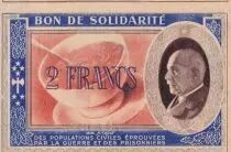 Francia 2 Francs Bon de Solidarit&eacute; P&eacute;tain - Bol de Soupe 1941-1942