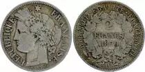 Francia 2 Francs Ceres - 1870 Large A Paris - Fine to VF - Silver - KM.817