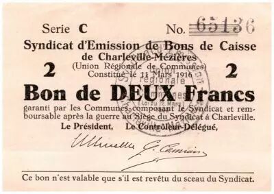 Francia 2 Francs Charleville-M�zi�res Cities - Charleville-M�zi�res - 1916
