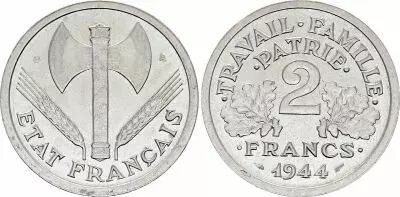 Francia 2 Francs Etat Francais - 1943B Beaumont-le-Roger