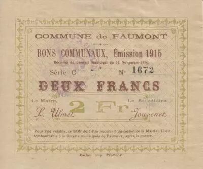 Francia 2 Francs Faumont City - 1915