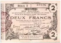 Francia 2 Francs Laon R&eacute;gional - 1916
