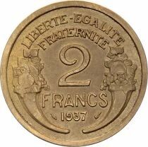 Francia 2 Francs Laureate head -1937