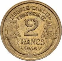 Francia 2 Francs Laureate head -1939