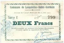 Francia 2 Francs Lesquielles-Saint-Germain City - 1915