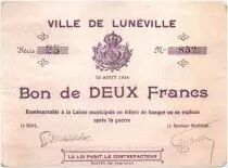 Francia 2 Francs Lun&eacute;ville City