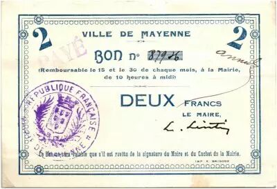 Francia 2 Francs Mayenne City