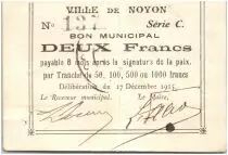 Francia 2 Francs Noyon City - 1915