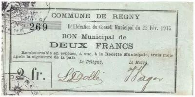 Francia 2 Francs Regny City - 1915