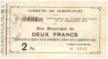 Francia 2 Francs Seboncourt City - 1915